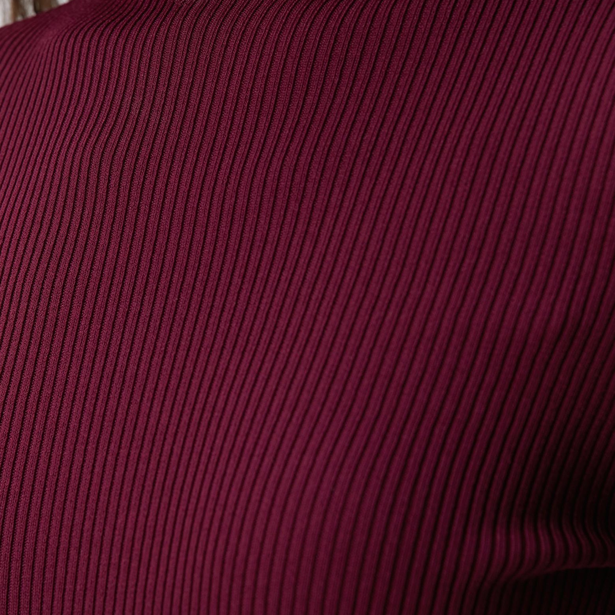 Network Kadın Bordo İnce Ribana Örgü Kazak