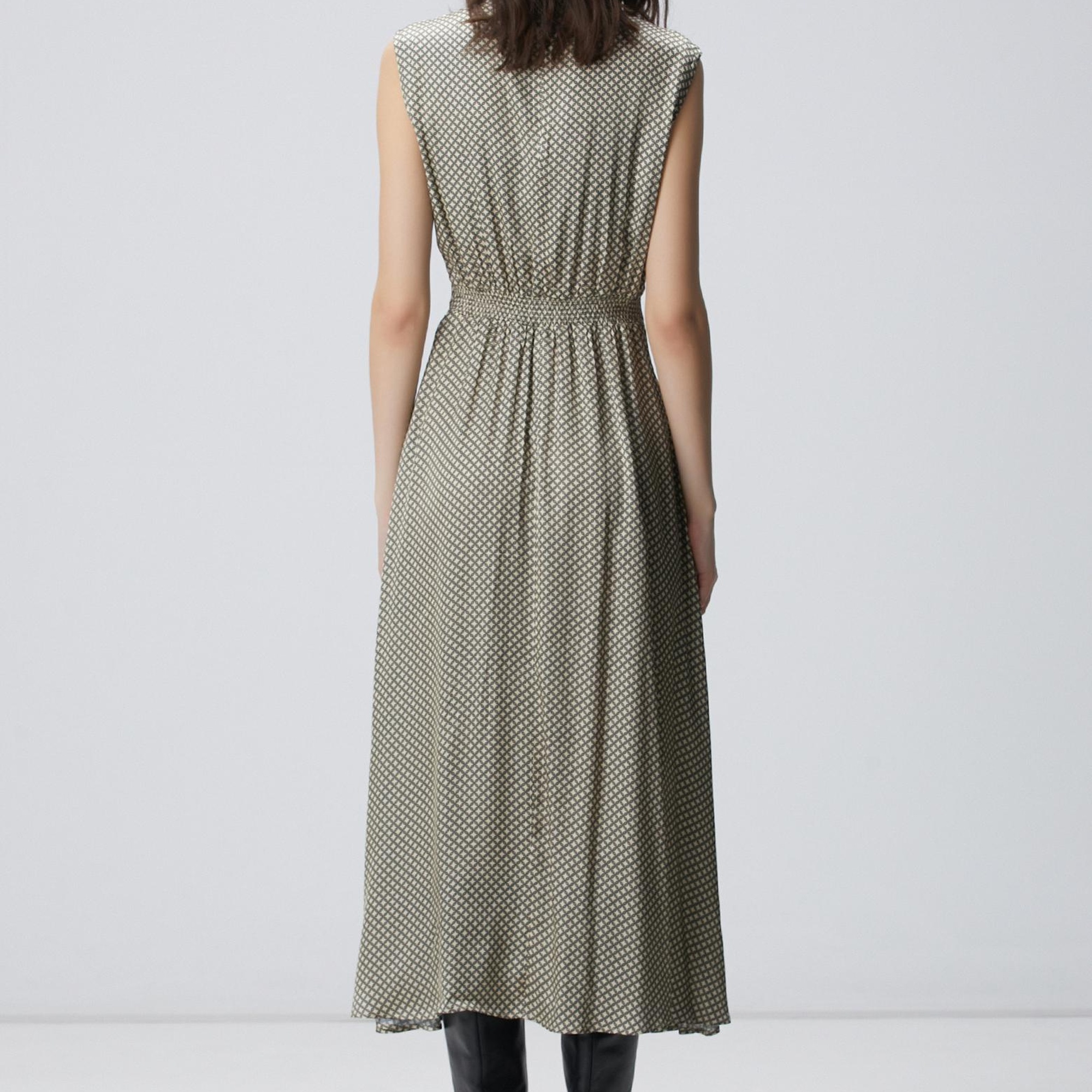 Network Kadın Sarı Desenli Midi Elbise