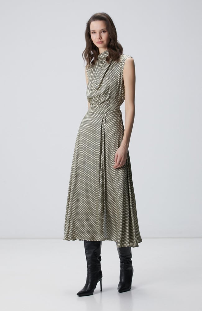  Network Kadın Sarı Desenli Midi Elbise