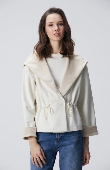  Network Kadın Kırık Beyaz Yumuşak Dokulu Örme Ceket