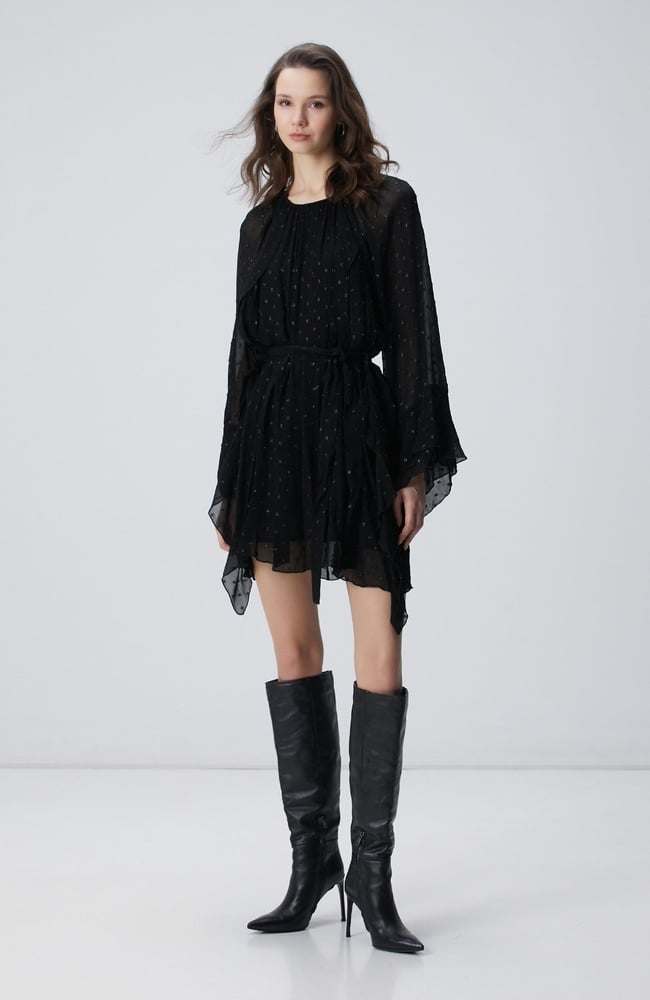  Network Kadın Siyah Desenli Mini Elbise