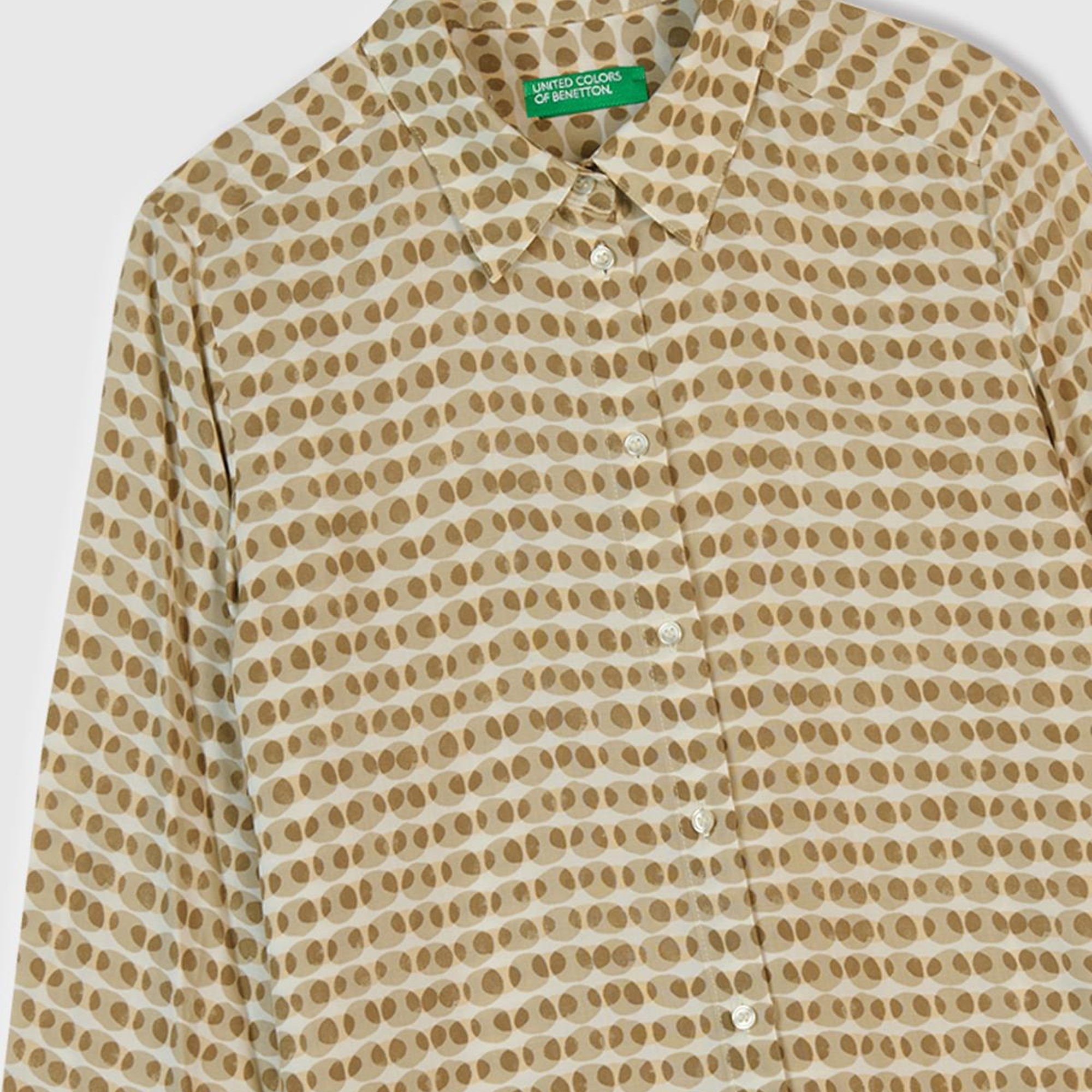 Kadın Bej %100 Viskoz Desenli Gömlek