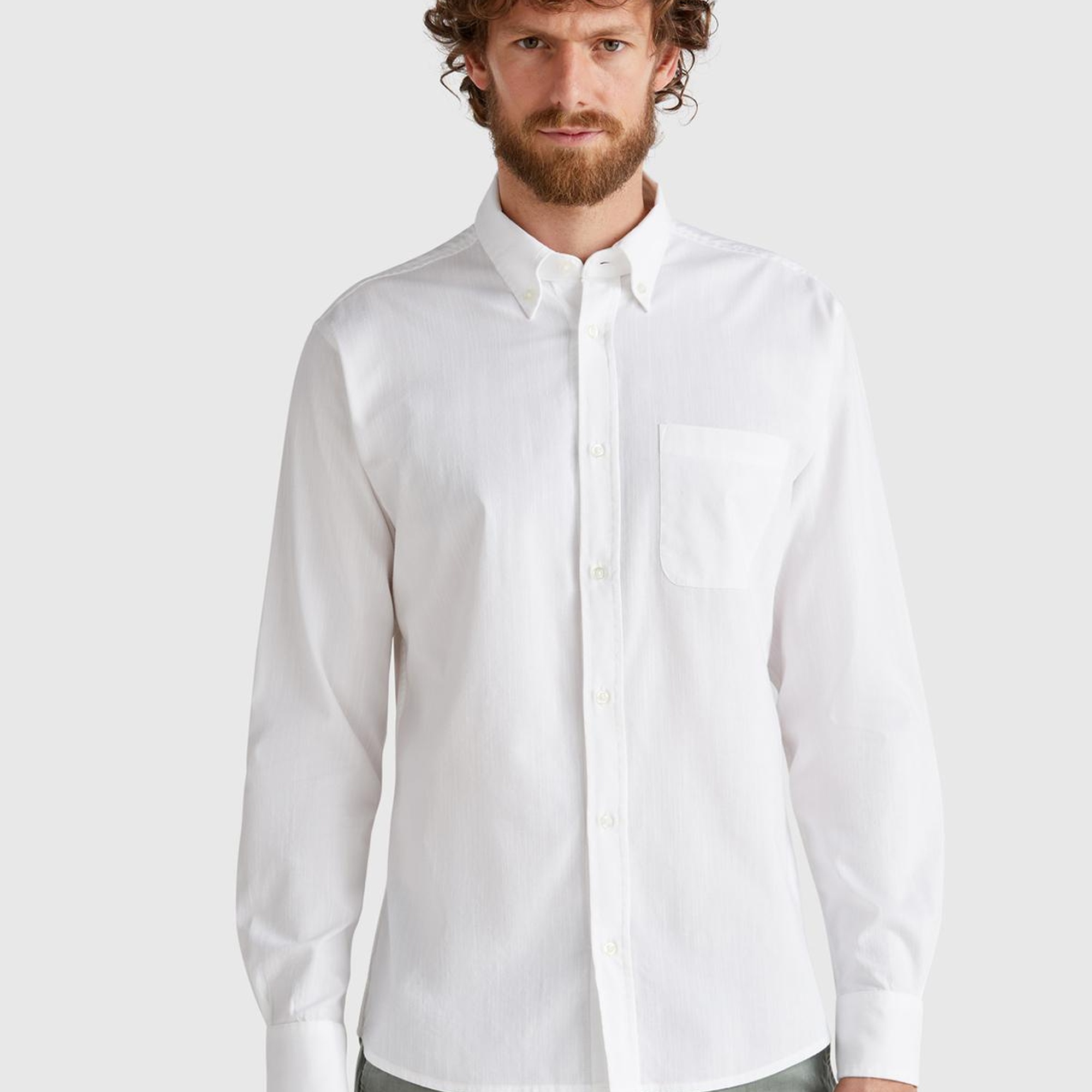 Erkek Beyaz Viskoz Karışımlı Slim Fit Gömlek