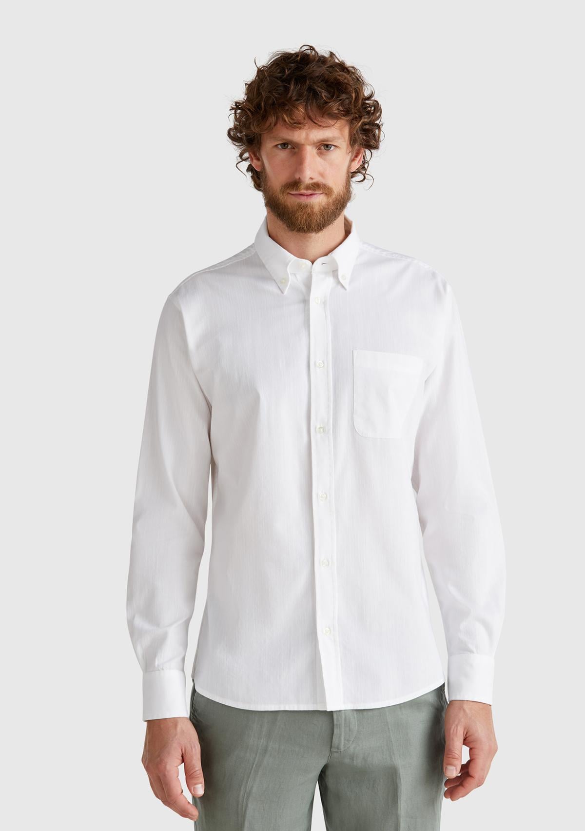  Erkek Beyaz Viskoz Karışımlı Slim Fit Gömlek