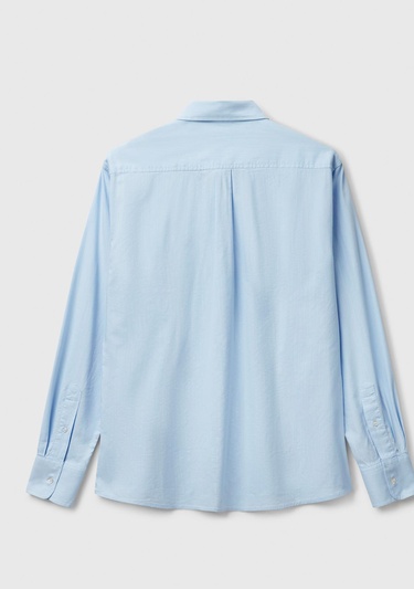  Erkek Mavi Viskoz Karışımlı Slim Fit Gömlek