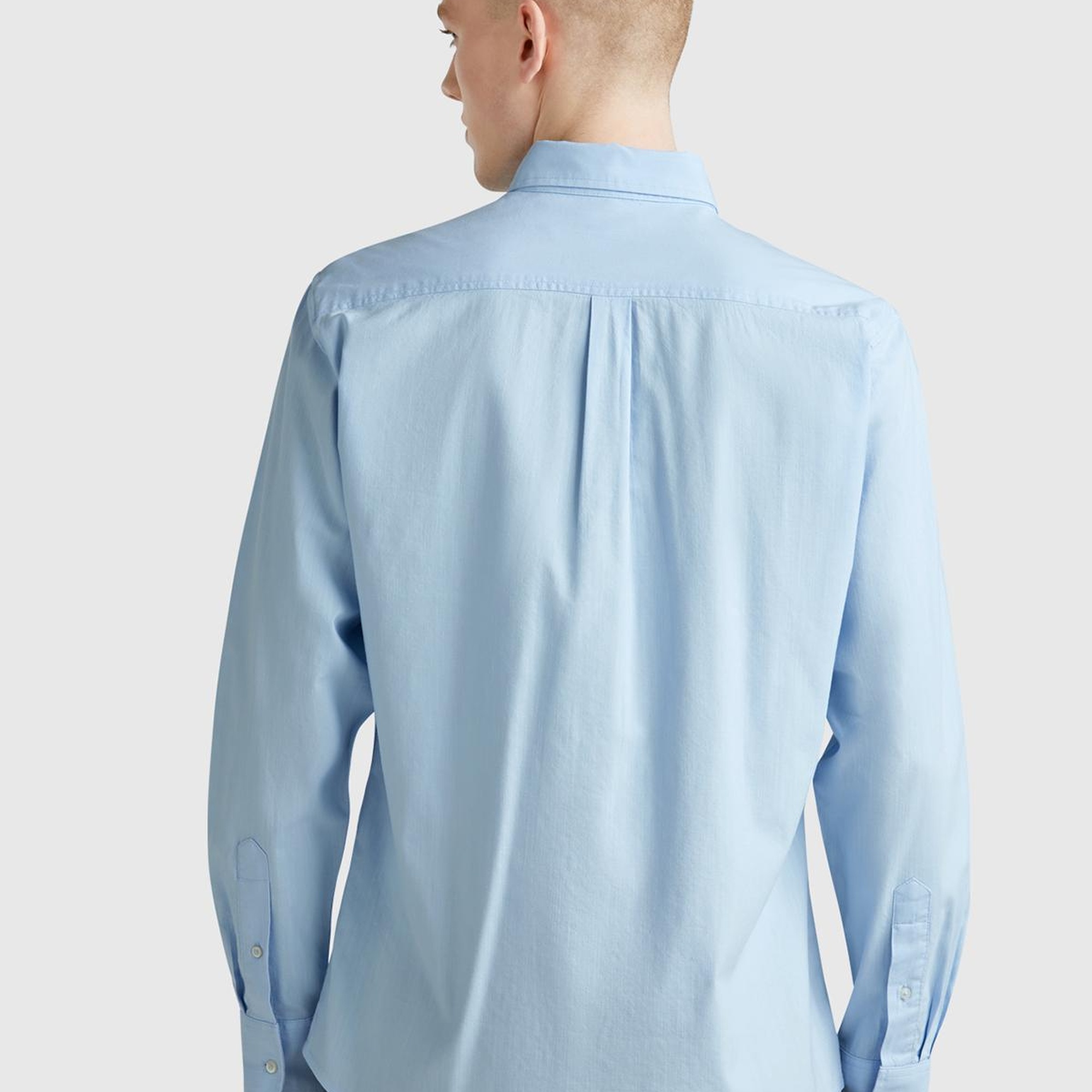 Erkek Mavi Viskoz Karışımlı Slim Fit Gömlek