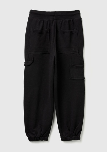  Erkek Çocuk Siyah Cep Detaylı Bileği Büzgülü İpli  Eşofman Altı