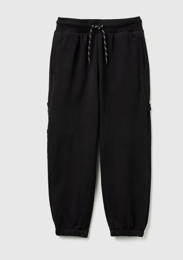  Erkek Çocuk Siyah Cep Detaylı Bileği Büzgülü İpli  Eşofman Altı