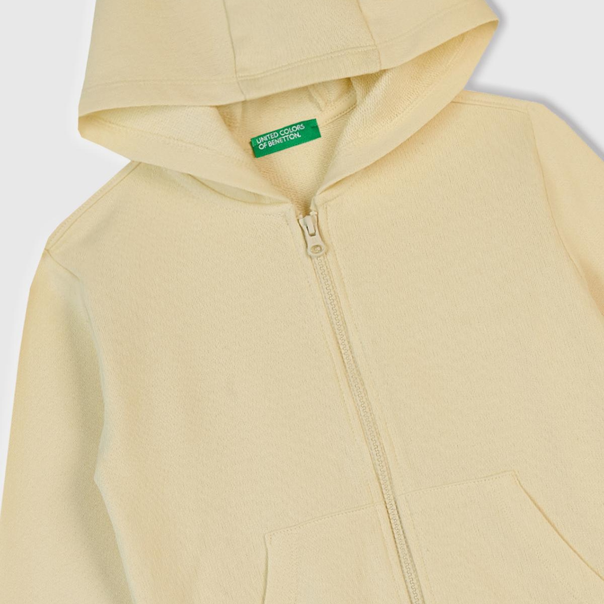 Erkek Çocuk Krem Baskılı Fermuarlı Kapüşonlu Relaxed Fit Sweatshirt