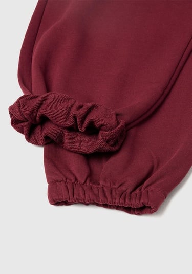  Erkek Çocuk Bordo Cep Detaylı Bileği Büzgülü İpli  Eşofman Altı