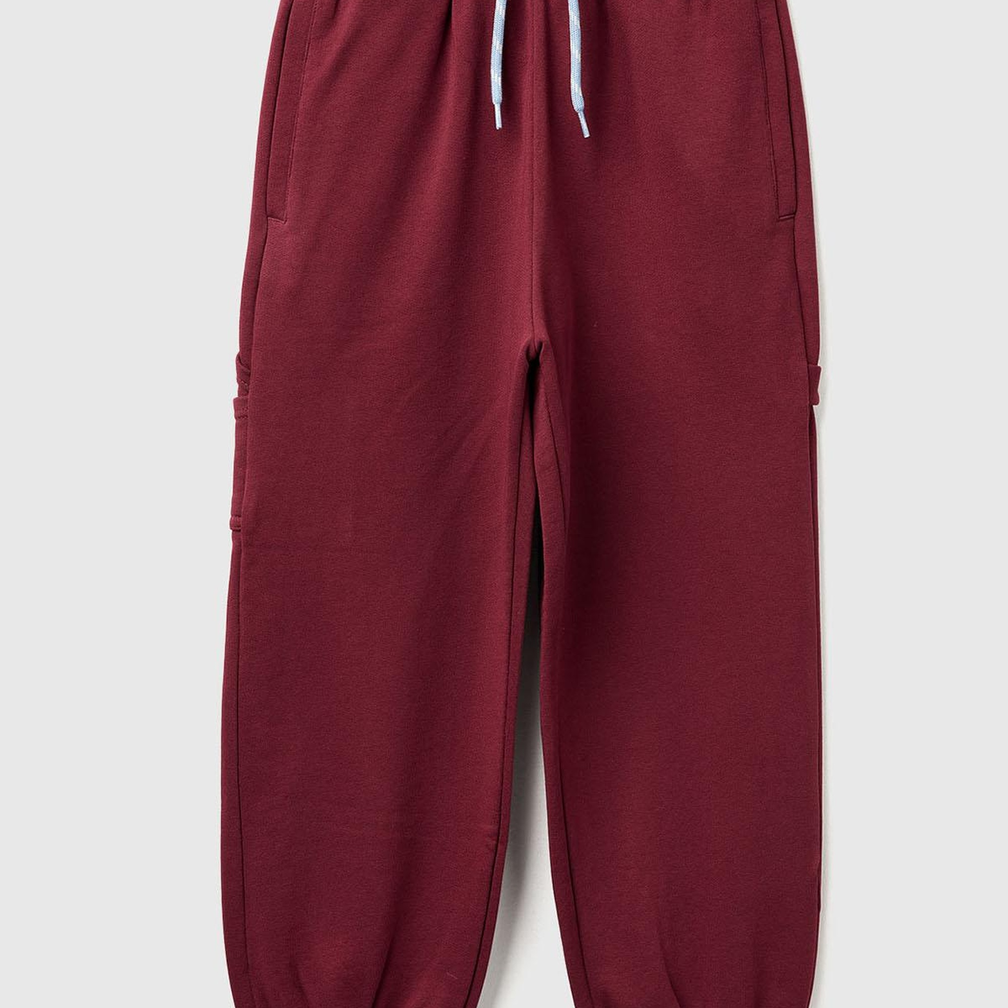 Erkek Çocuk Bordo Cep Detaylı Bileği Büzgülü İpli  Eşofman Altı