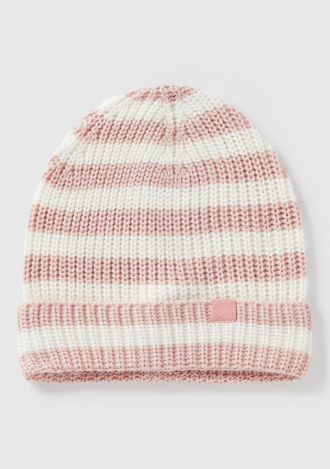  Erkek Çocuk Toz Pembe %100 Akrilik Logo Detaylı Renk Bloklu Bere