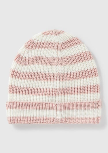  Erkek Çocuk Toz Pembe %100 Akrilik Logo Detaylı Renk Bloklu Bere