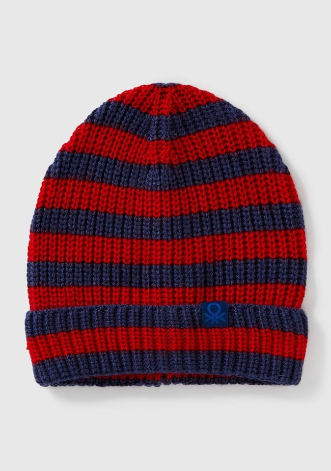  Erkek Çocuk Lacivert %100 Akrilik Logo Detaylı Renk Bloklu Bere