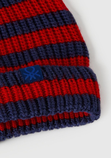  Erkek Çocuk Lacivert %100 Akrilik Logo Detaylı Renk Bloklu Bere