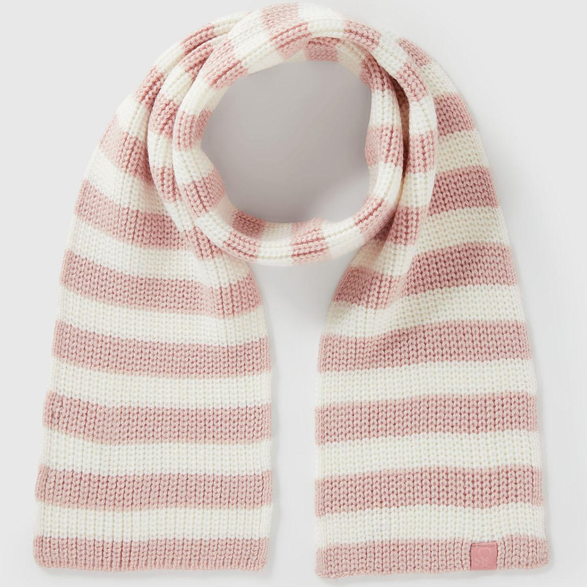 Erkek Çocuk Toz Pembe %100 Akrilik Logo Etiketi Detaylı Renk Bloklu Atkı