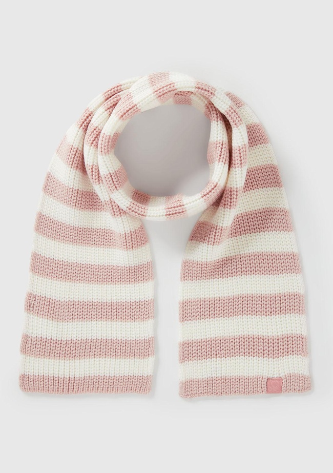  Erkek Çocuk Toz Pembe %100 Akrilik Logo Etiketi Detaylı Renk Bloklu Atkı