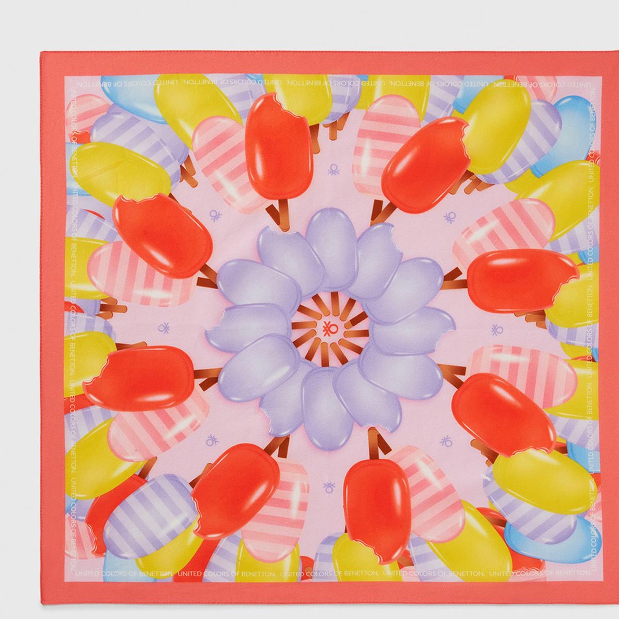 Kadın Turuncu Mix %100 Koton Dondurma Desenli Fular