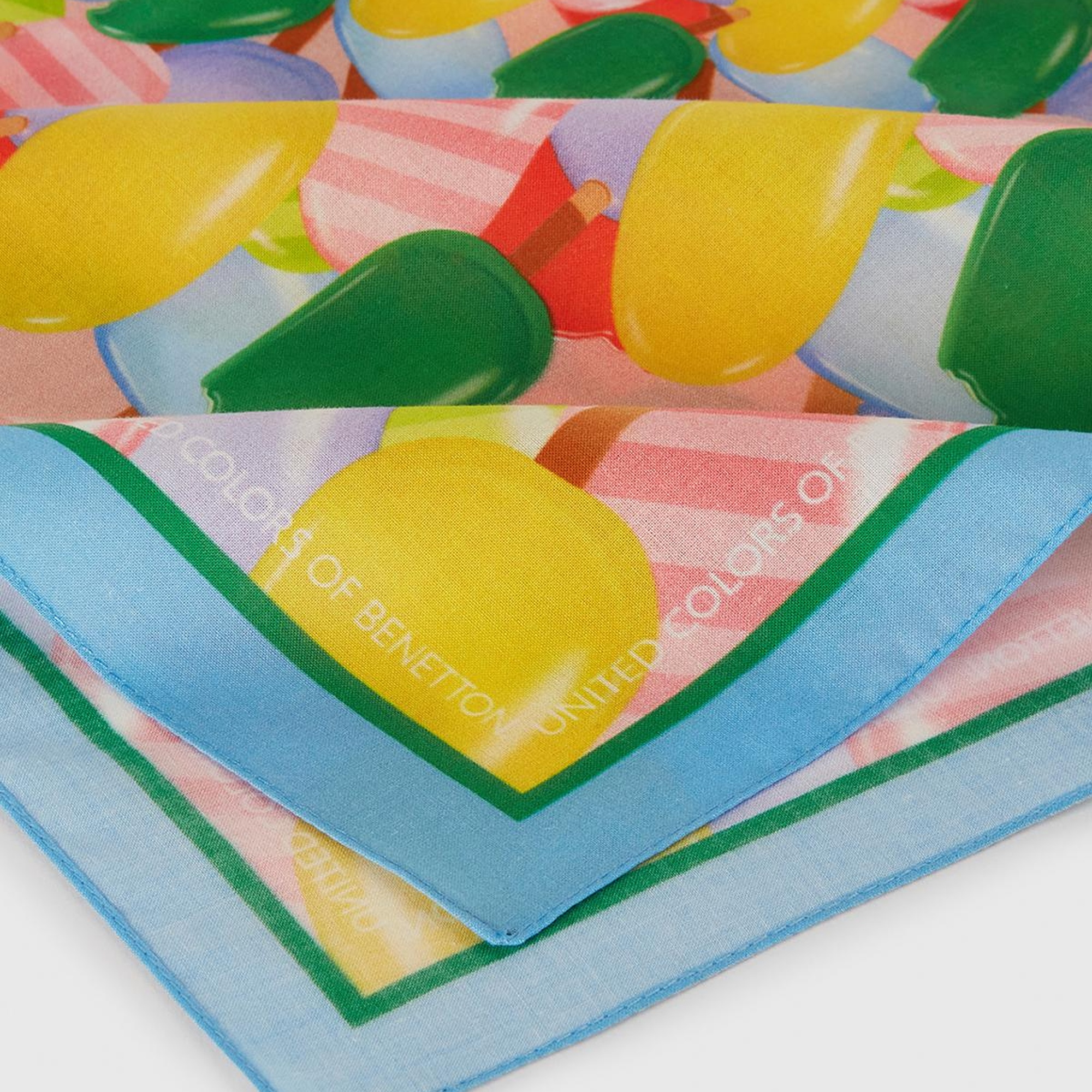 Kadın Mavi Mix %100 Koton Dondurma Desenli Fular