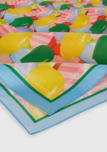  Kadın Mavi Mix %100 Koton Dondurma Desenli Fular