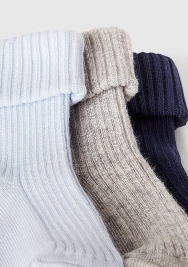 Bebek Mavi-Lacivert Karışık Renkli 3'lü Çorap Seti
