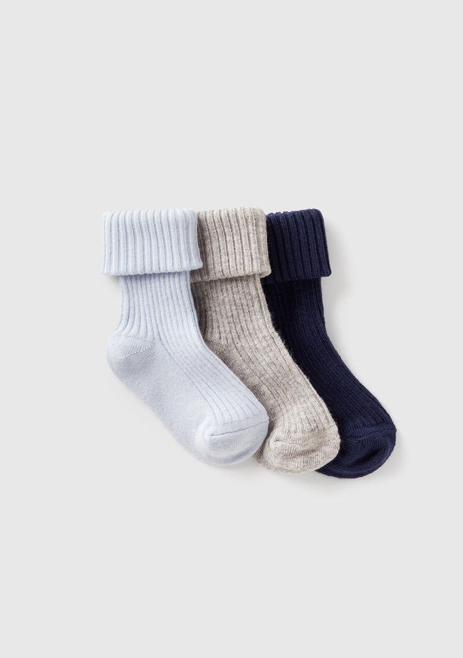  Bebek Mavi-Lacivert Karışık Renkli 3'lü Çorap Seti