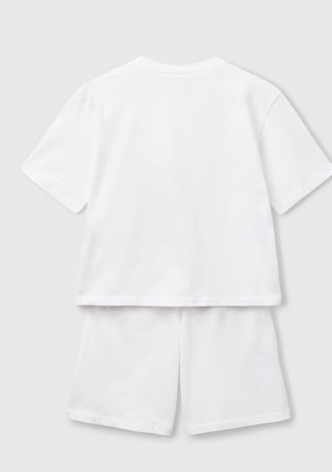  Kız Çocuk Beyaz Looney Tunes Baskılı T-Shirt ve Şort Pijama Takımı