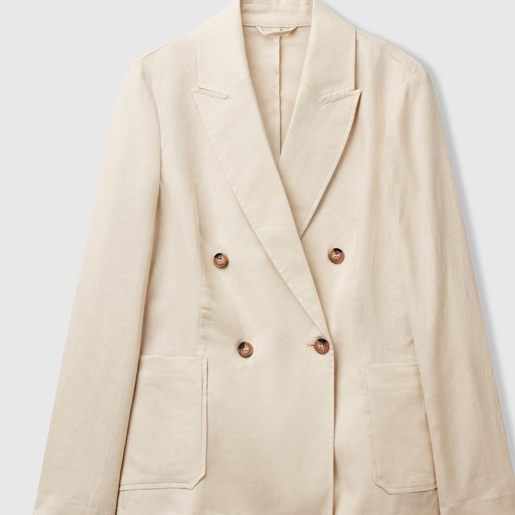 Kadın Taş Rengi %100 Keten Ceket