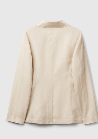  Kadın Taş Rengi %100 Keten Ceket
