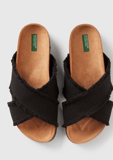  Kadın Siyah Çapraz Bantlı Plaj Terliği