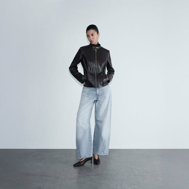  DESA Kadın Siyah Hakim Yakalı Fit Deri Ceket