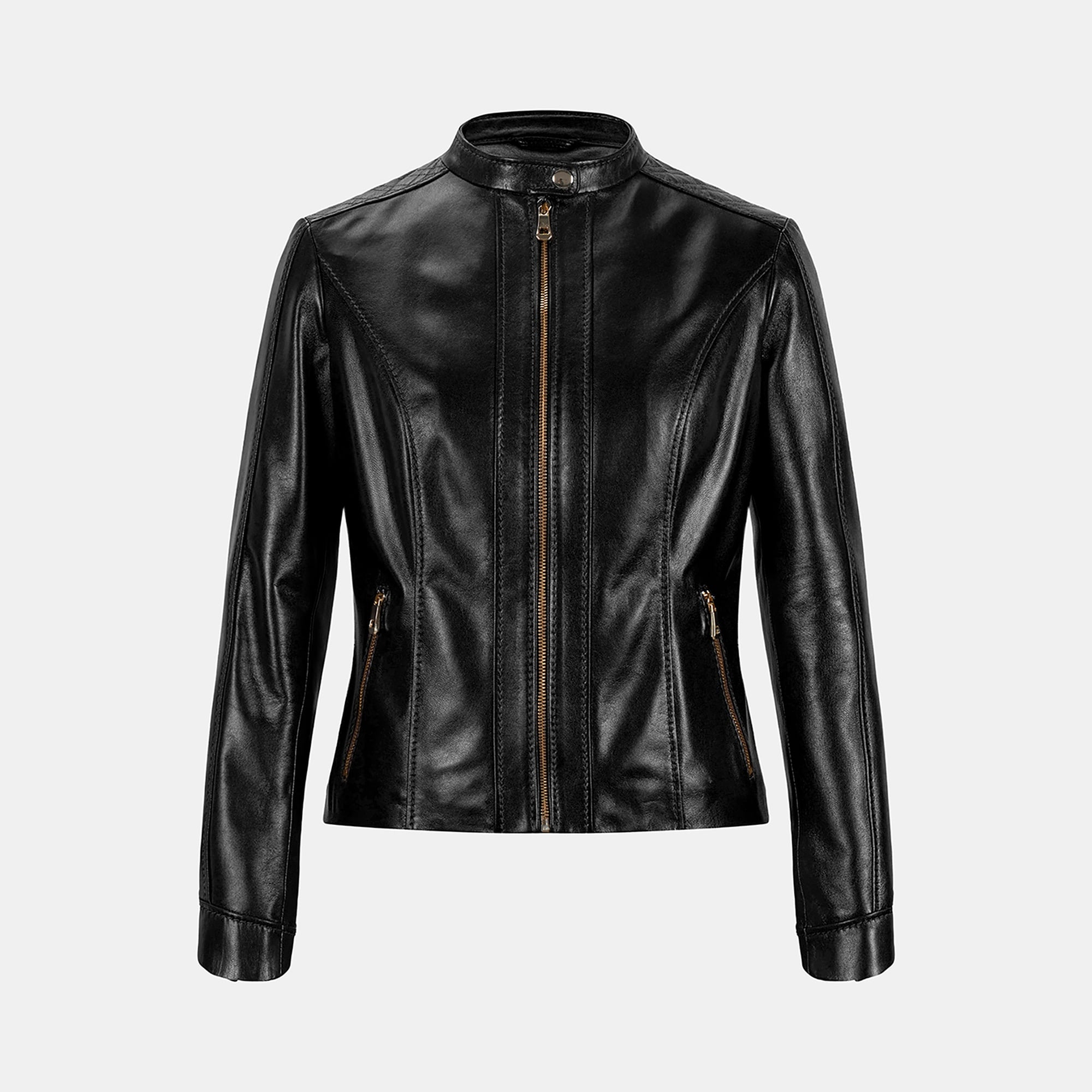 DESA Kadın Siyah Hakim Yakalı Fit Deri Ceket