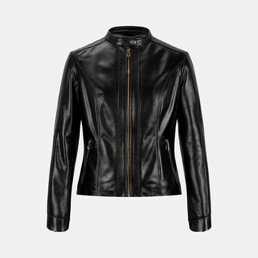  DESA Kadın Siyah Hakim Yakalı Fit Deri Ceket