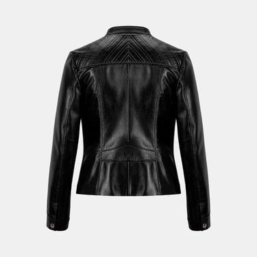  DESA Kadın Siyah Hakim Yakalı Fit Deri Ceket