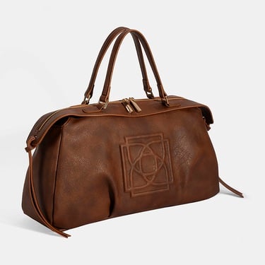  Kadın Taba Monogram Baskılı El Çantası