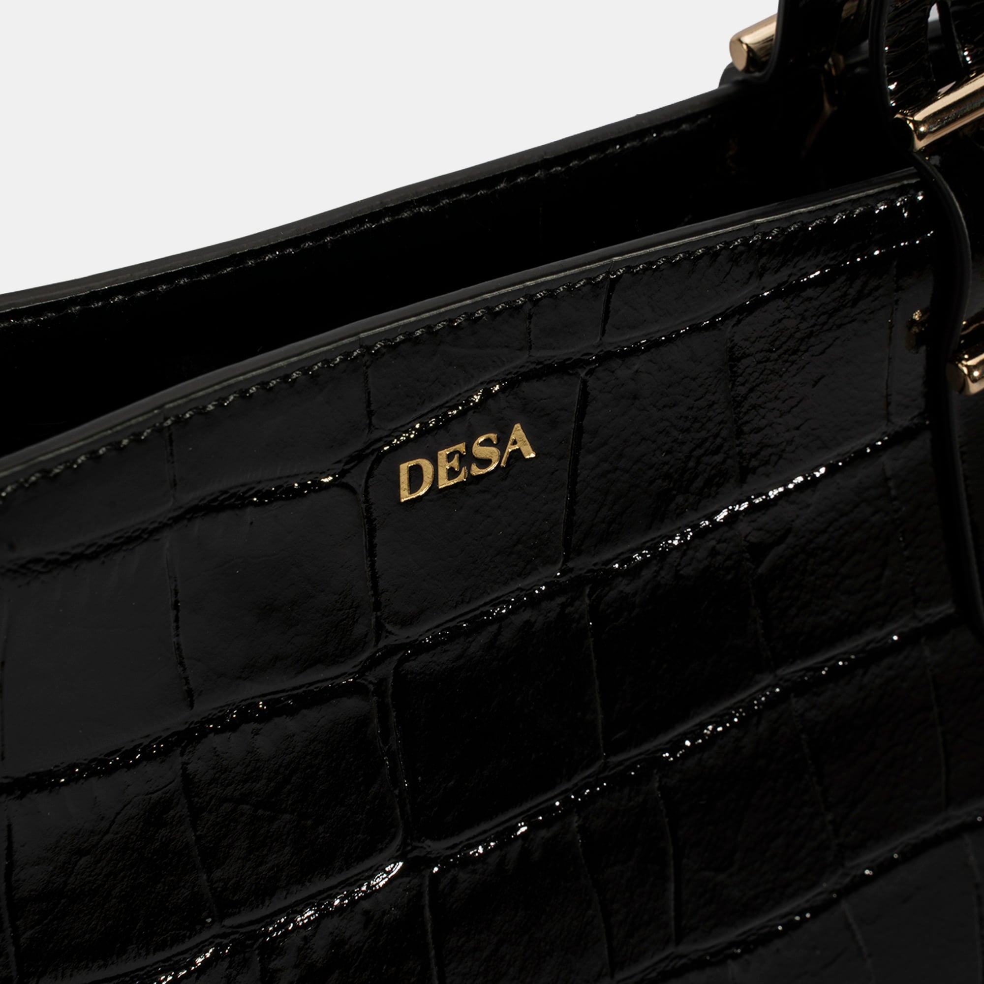 Kadın Siyah Kroko Baskılı Cüzdan Aksesuarlı Deri Omuz Çantası