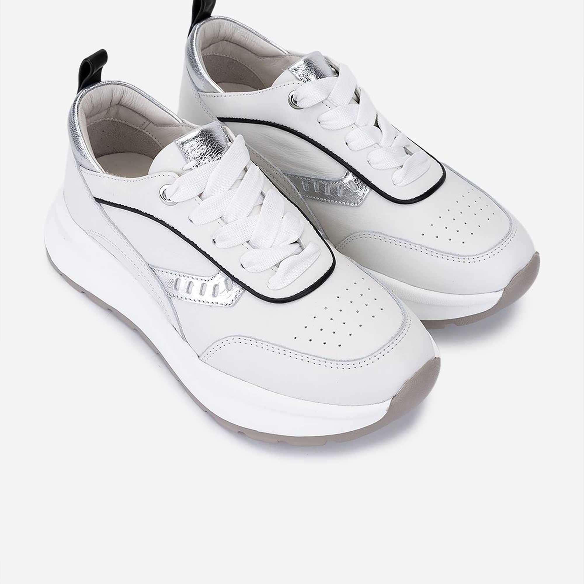 Valmenti Kadın Hakiki Deri Beyaz/Lame Sneakers & Spor Ayakkabı