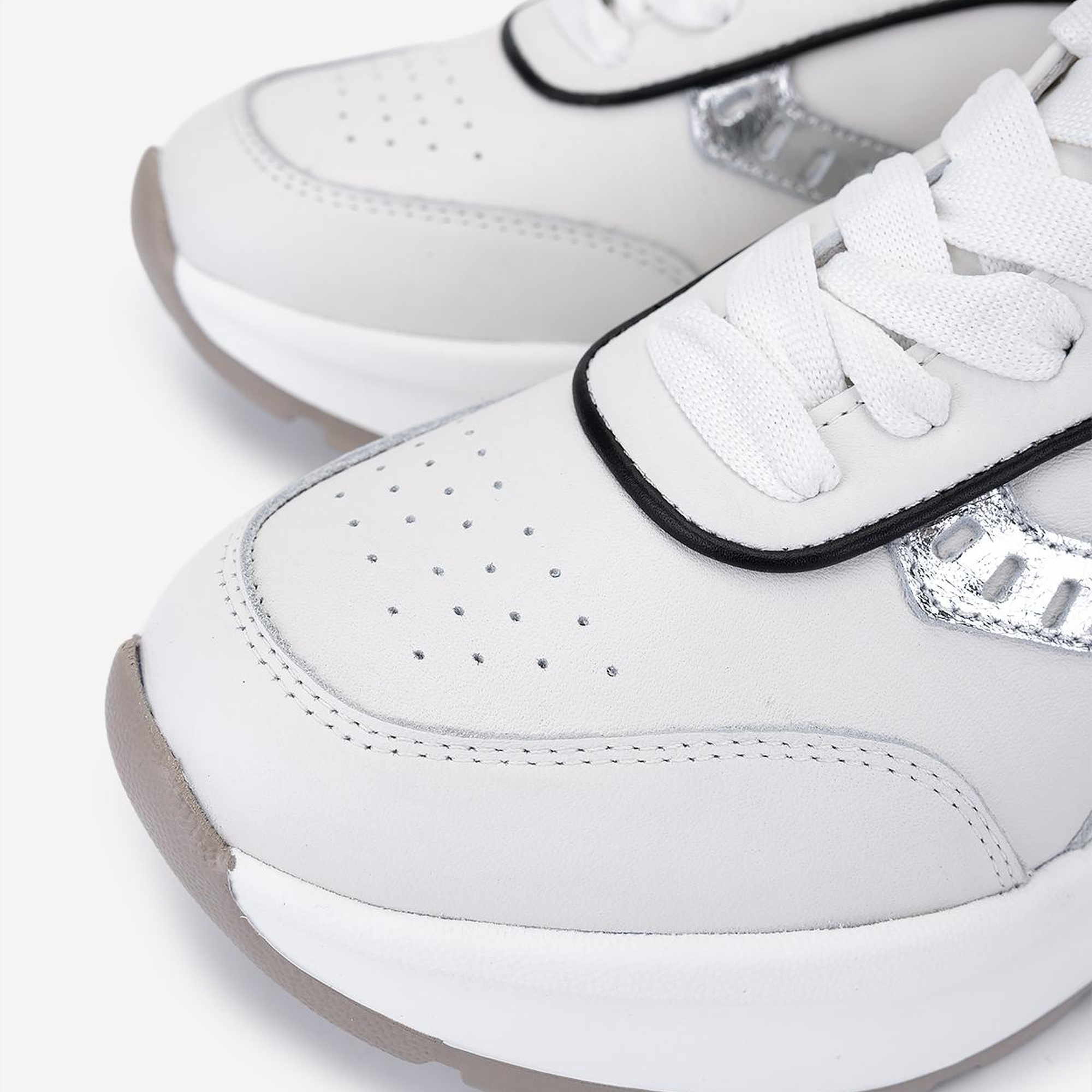 Valmenti Kadın Hakiki Deri Beyaz/Lame Sneakers & Spor Ayakkabı