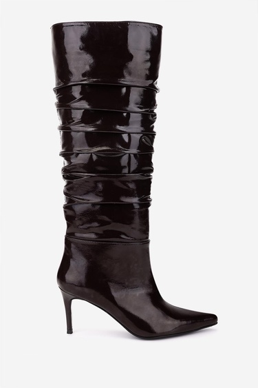  Valmenti Kadın Hakiki Deri Kahverengi Topuklu Çizme