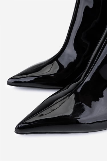  Valmenti Kadın Hakiki Deri Siyah Rugan Topuklu Bot