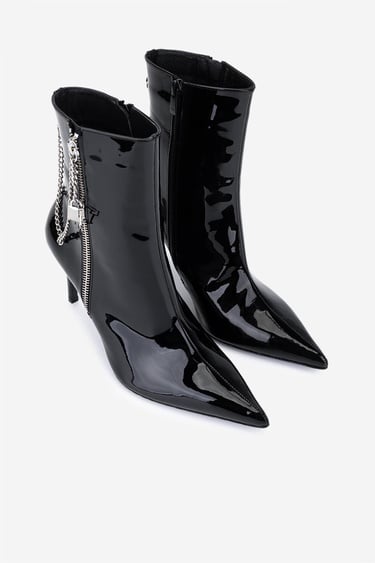  Valmenti Kadın Hakiki Deri Siyah Rugan Topuklu Bot