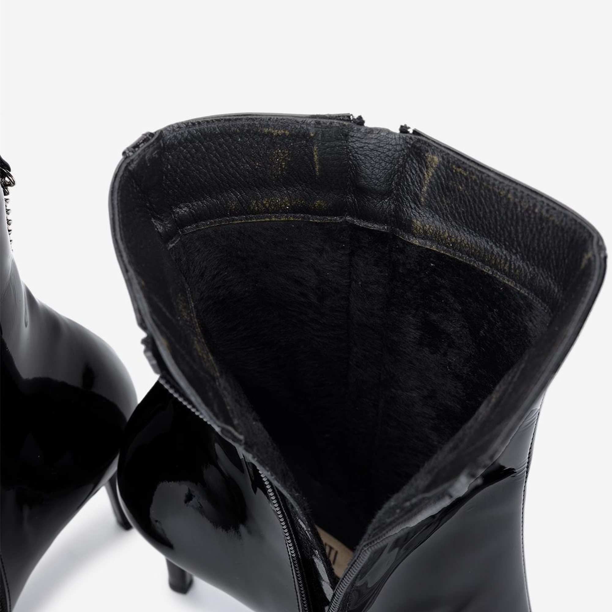 Valmenti Kadın Hakiki Deri Siyah Rugan Topuklu Bot