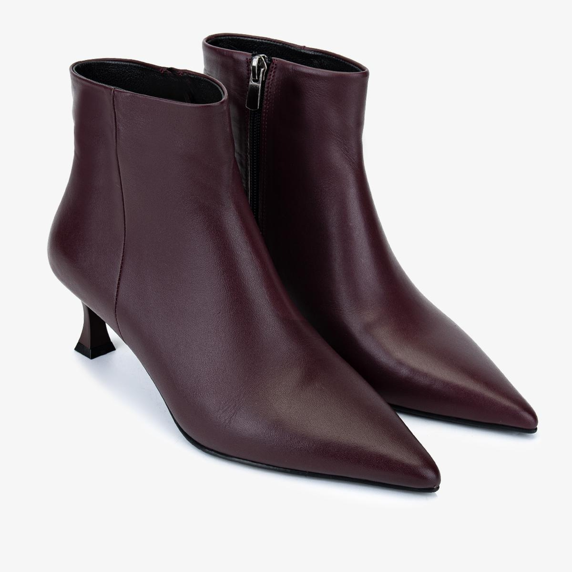 Valmenti Kadın Hakiki Deri Bordo Topuklu Bot