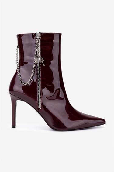  Valmenti Kadın Hakiki Deri Bordo Topuklu Bot