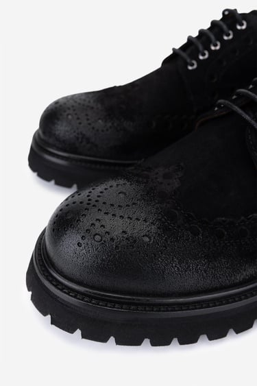  Valmenti Erkek Hakiki Deri Siyah Süet Casual Ayakkabı