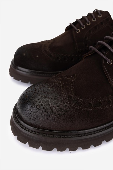  Valmenti Erkek Hakiki Deri Kahverengi Süet Casual Ayakkabı