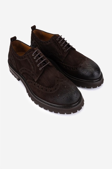  Valmenti Erkek Hakiki Deri Kahverengi Süet Casual Ayakkabı