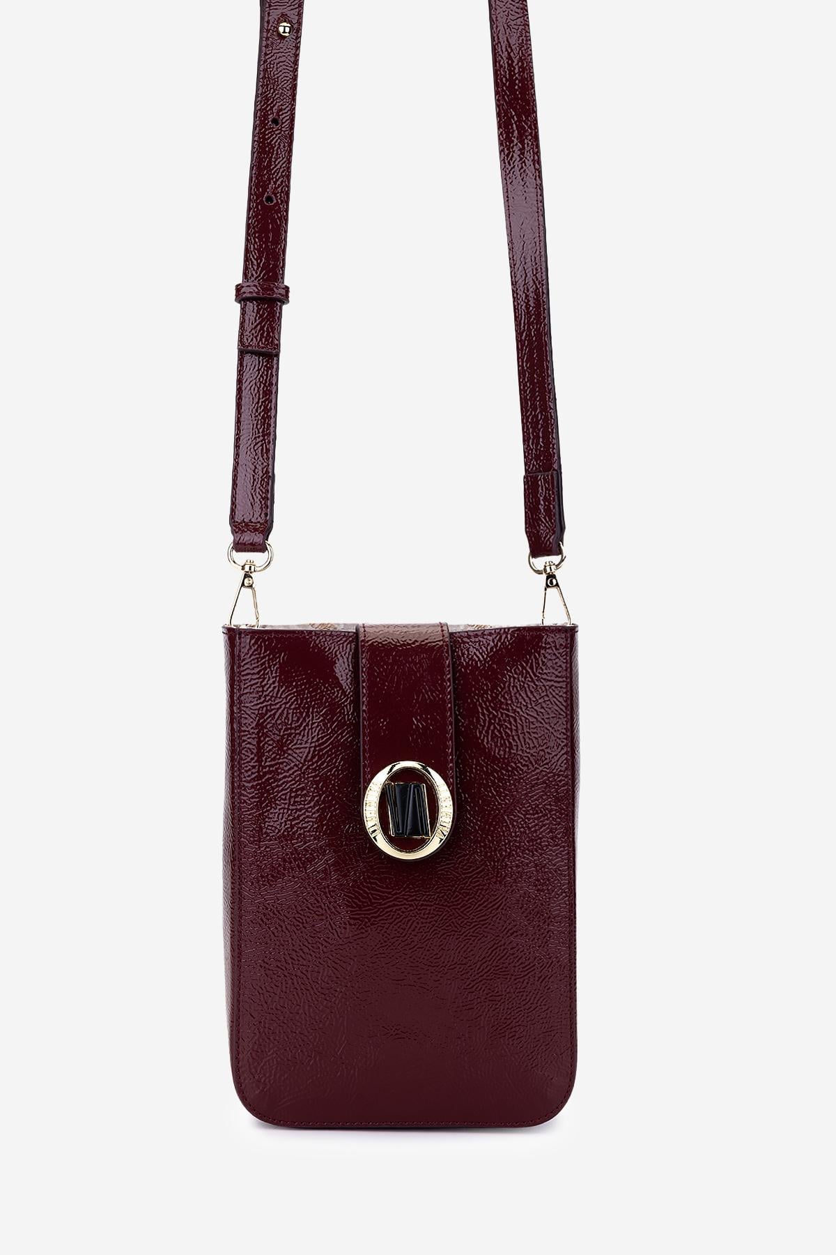  Valmenti Kadın Suni Deri Bordo Rugan Postacı Çanta