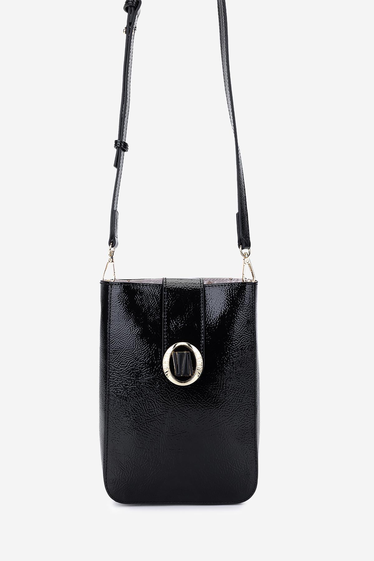  Valmenti Kadın Suni Deri Siyah Kırışık Rugan Postacı Çanta