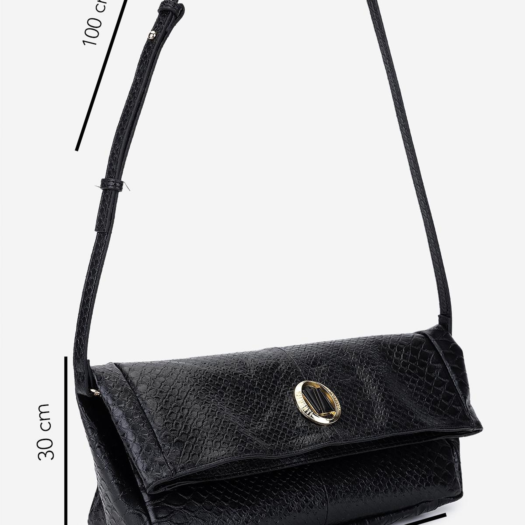 Valmenti Kadın Suni Deri Siyah Yılan Omuz Çanta